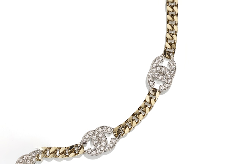Chanel Interlocking Choker Necklace Gold/Silver/Crystal 圖 3