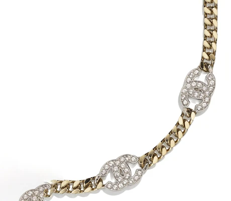 Kalung Choker Chanel Interlocking Emas/Perak/Kristal Lookbook Kalung Choker Chanel Interlocking Emas/Perak/Kristal