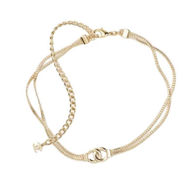 CHANEL Interlocking Design Gold Chain Necklace Unisex Couple Style Gold. ABE257B18058NZS80