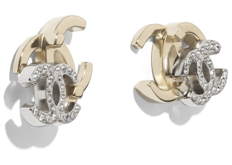 Chanel Interlocking Earrings Gold/Silver/Crystal 圖 2