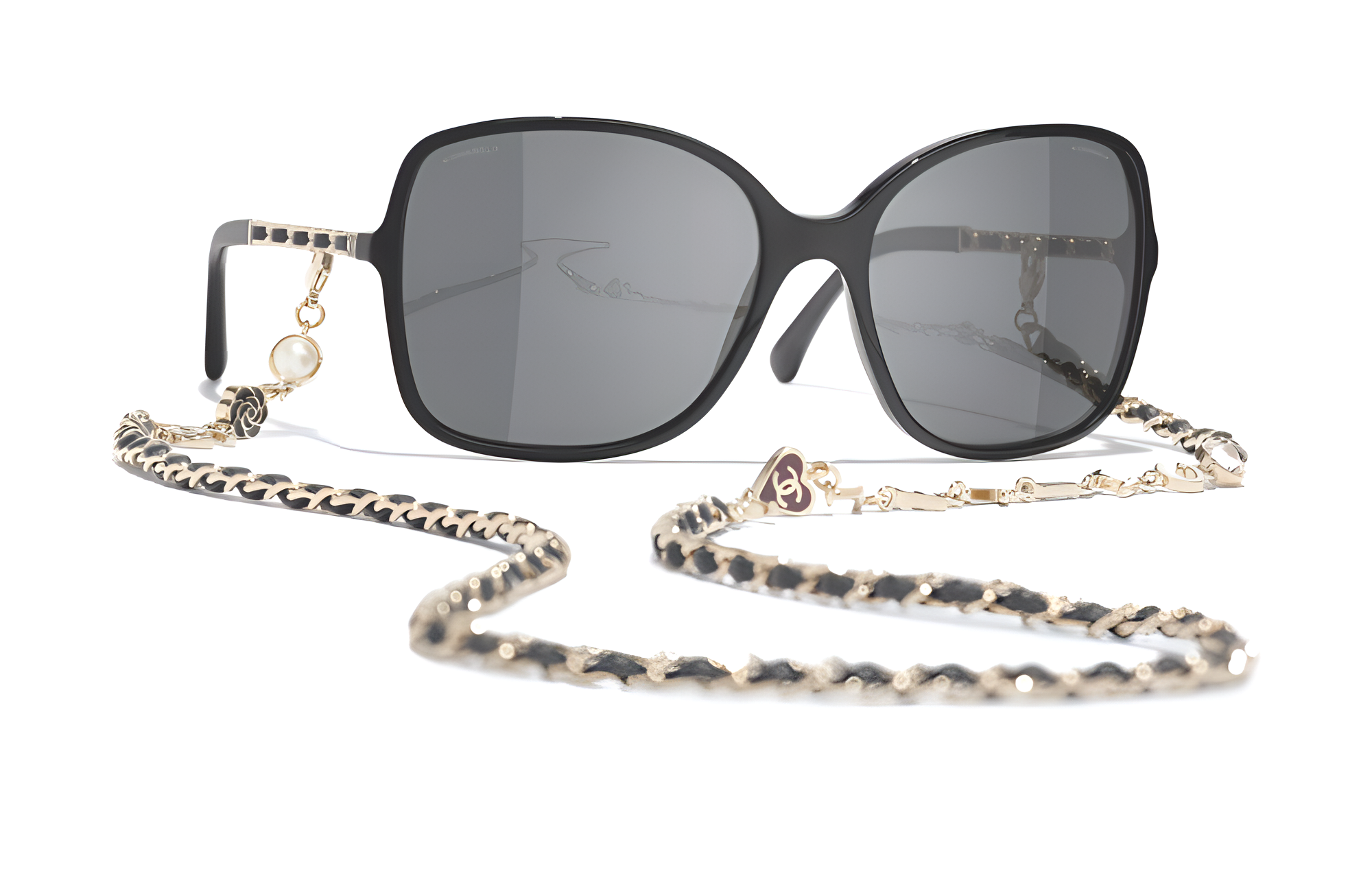 CHANEL Irregular Frame Sunglasses Black with Logo - Unisex Couple Style. Q-C622/S4,A40911-X06074-S2214