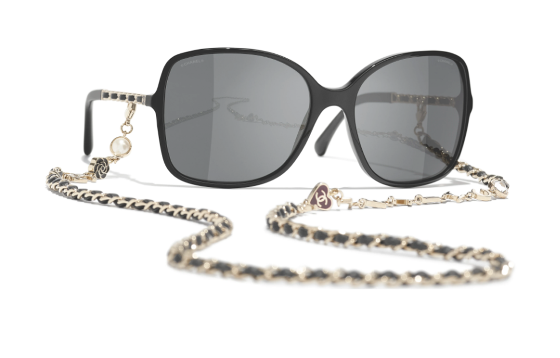 CHANEL Irregular Frame Sunglasses Black with Logo - Unisex Couple Style. Q-C622/S4,A40911-X06074-S2214 圖 2