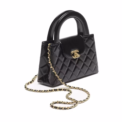 Chanel Kelly Mini Shopping Bag Mini 23K Shiny Aged Calfskin Black