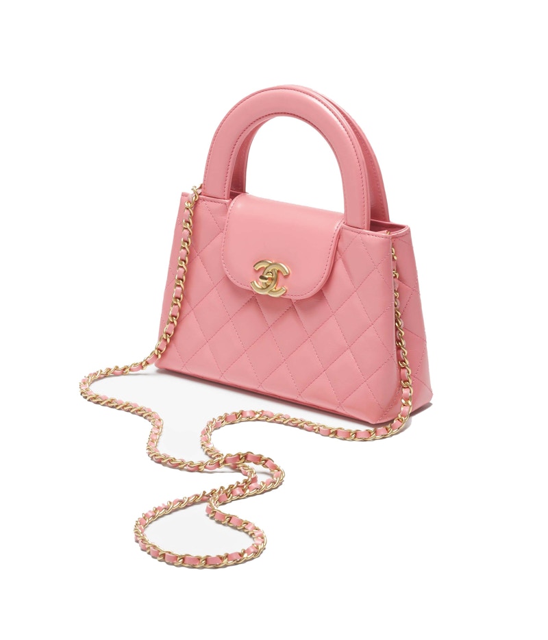 Order シャネル ケリー ミニ ショッピングバッグ ミニ 23K シャイニーエイジドカーフスキン コーラルピンク