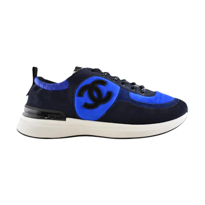 Chanel Lace Up Tie Flat RNNR Trainers 'CC Logo - Blue Suede'