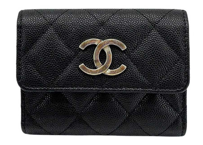 Chanel Large CC Logo Tri-Fold Card Holder Black (AP3141)