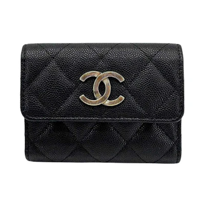 Chanel Large CC Logo Tri-Fold Card Holder Black (AP3141)