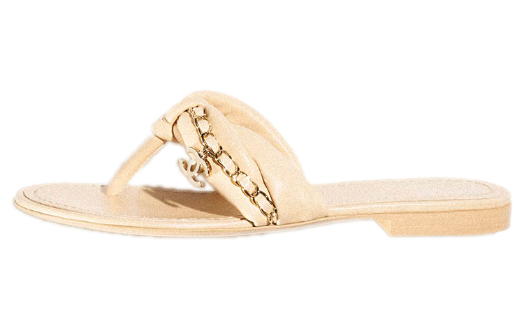 Chanel Leather and Metal Slide 'Beige'