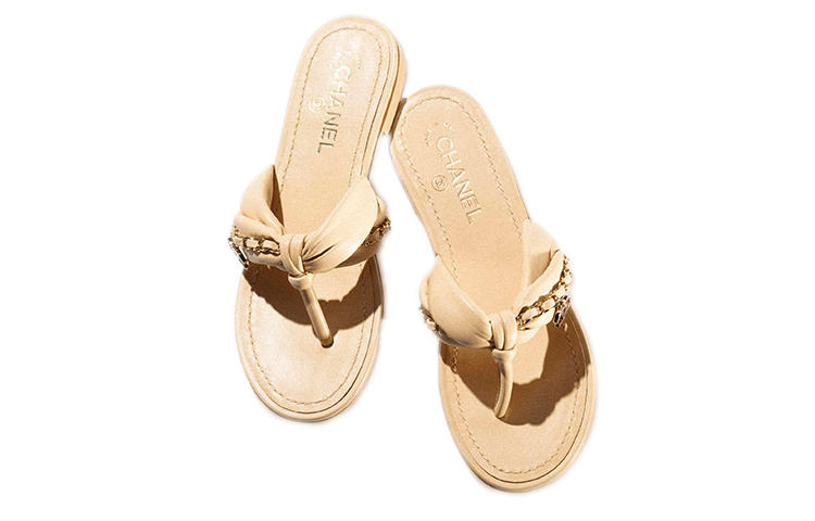 Chanel Leather and Metal Slide 'Beige' 圖 3