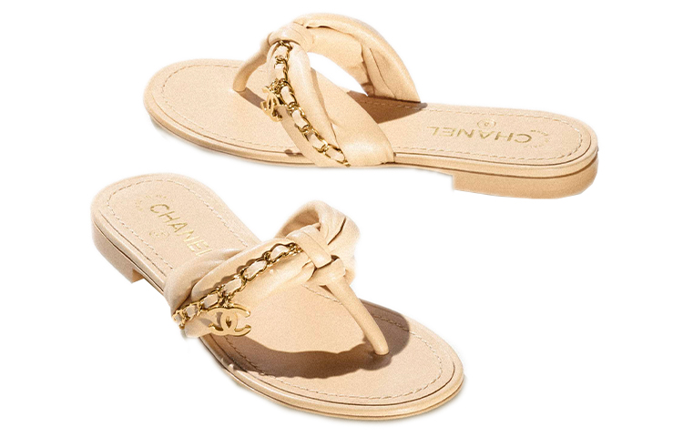 Chanel Leather and Metal Slide 'Beige' 圖 5