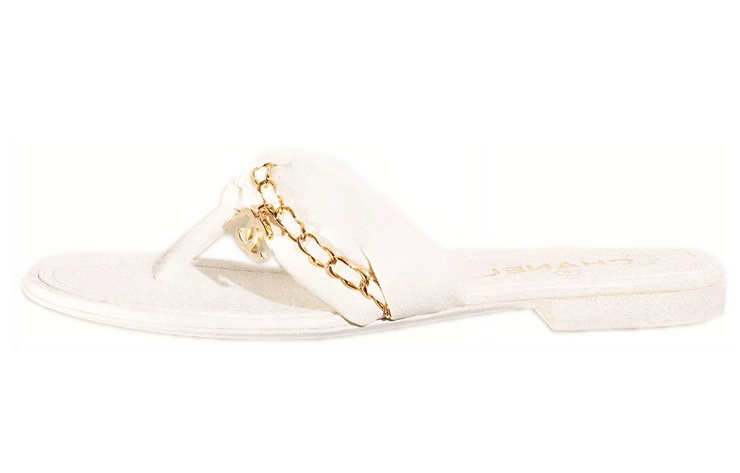Chanel Leather and Metal Slide 'White'