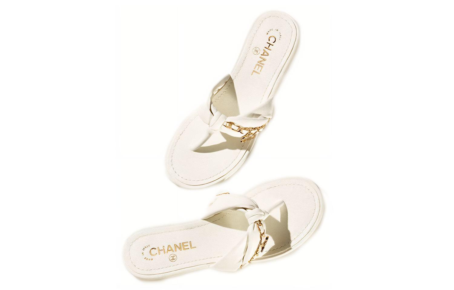 Chanel Leather and Metal Slide 'White' 圖 3