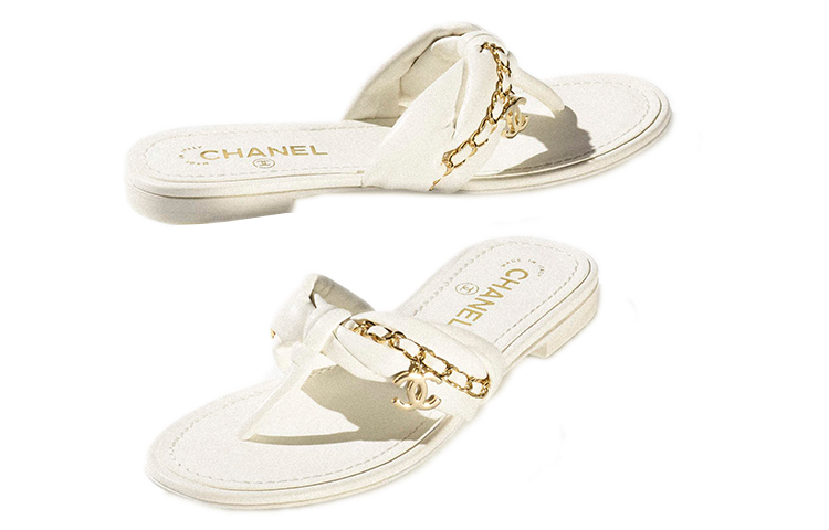 Chanel Leather and Metal Slide 'White' 圖 4