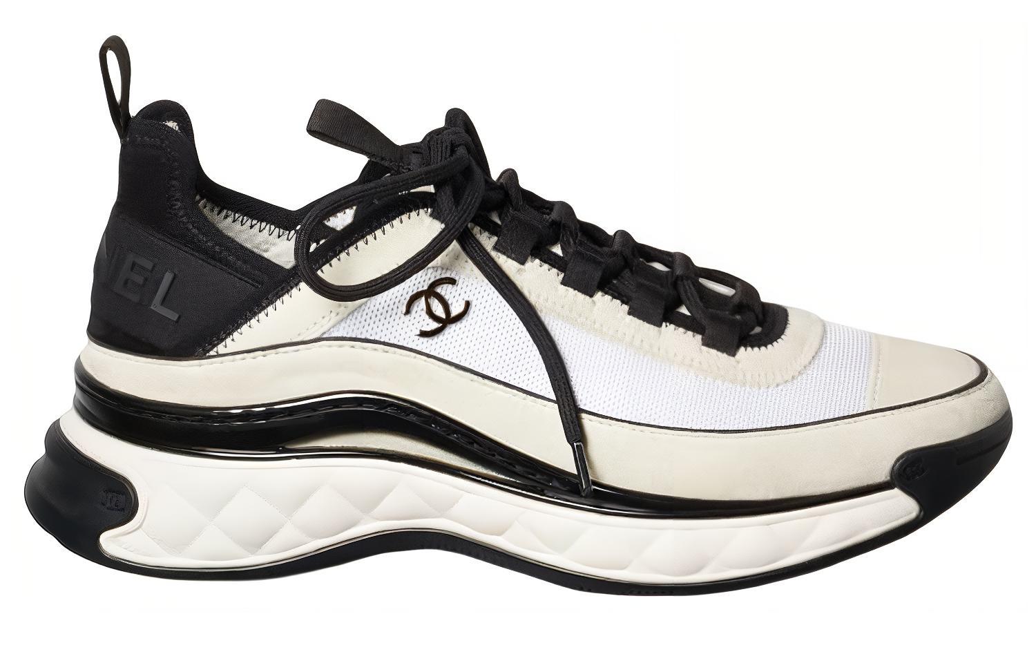 Chanel Leather Logo Low-Top Sneakers 'Beige Black' 圖 2