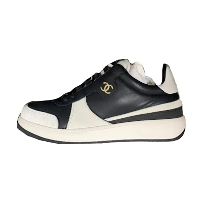 Chanel Leather Low Top Sneakers 'Black White'