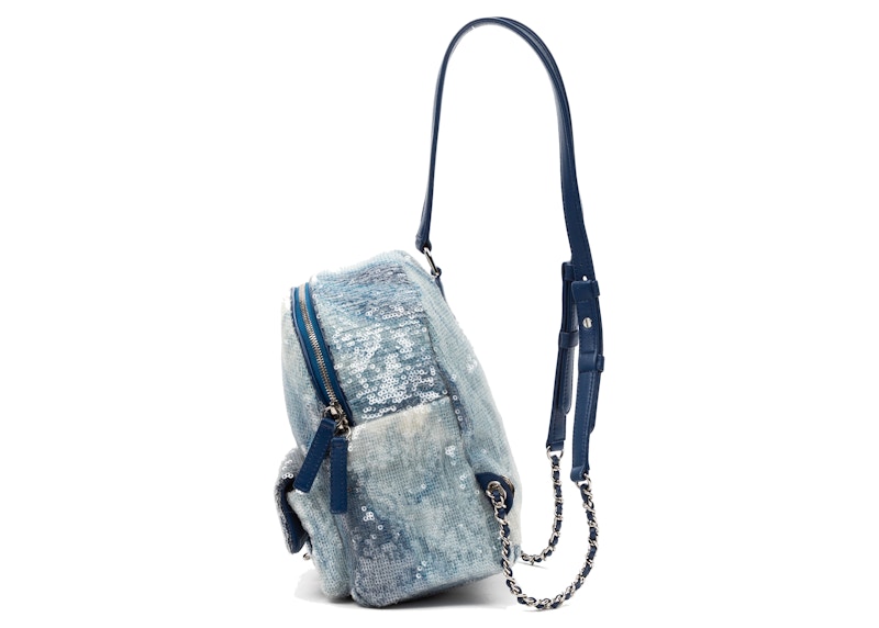 Chanel Limited Edition Coco Cuba Mini Backpack Sequins Blue