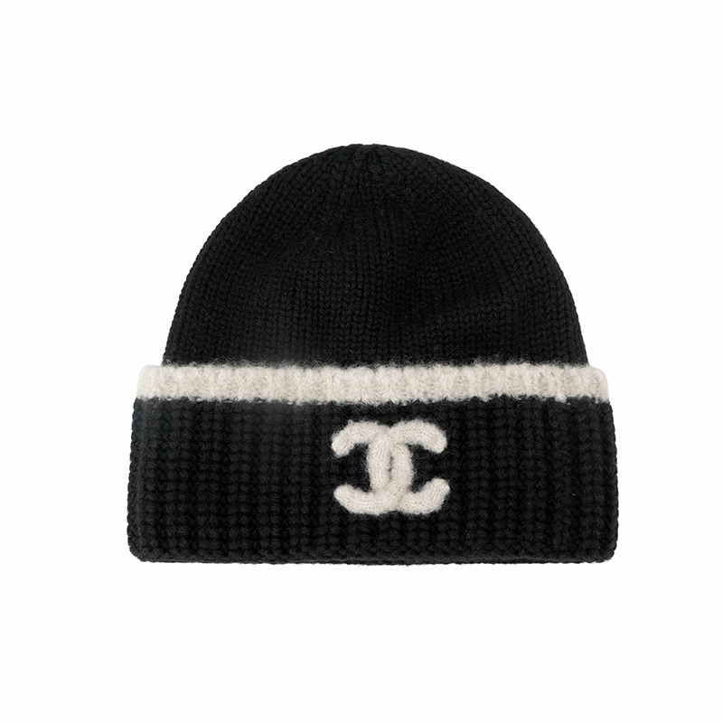 CHANEL Logo Cashmere Knit Beanie Unisex Black AA9514B14325NR981