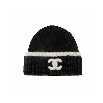 CHANEL Logo Cashmere Knit Beanie Unisex Black AA9514B14325NR981