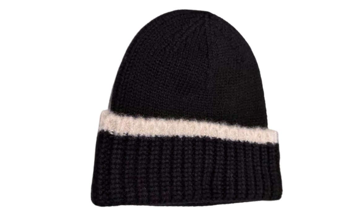 Lookbook CHANEL Beanie Rajut Cashmere Logo Unisex Hitam. AA9514B14325NR981