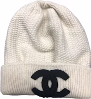 CHANEL Logo Cashmere Knit Beanie Unisex White AA9257B1335710800 CHANEL Logo Cashmere Knit Beanie Unisex White AA9257B1335710800