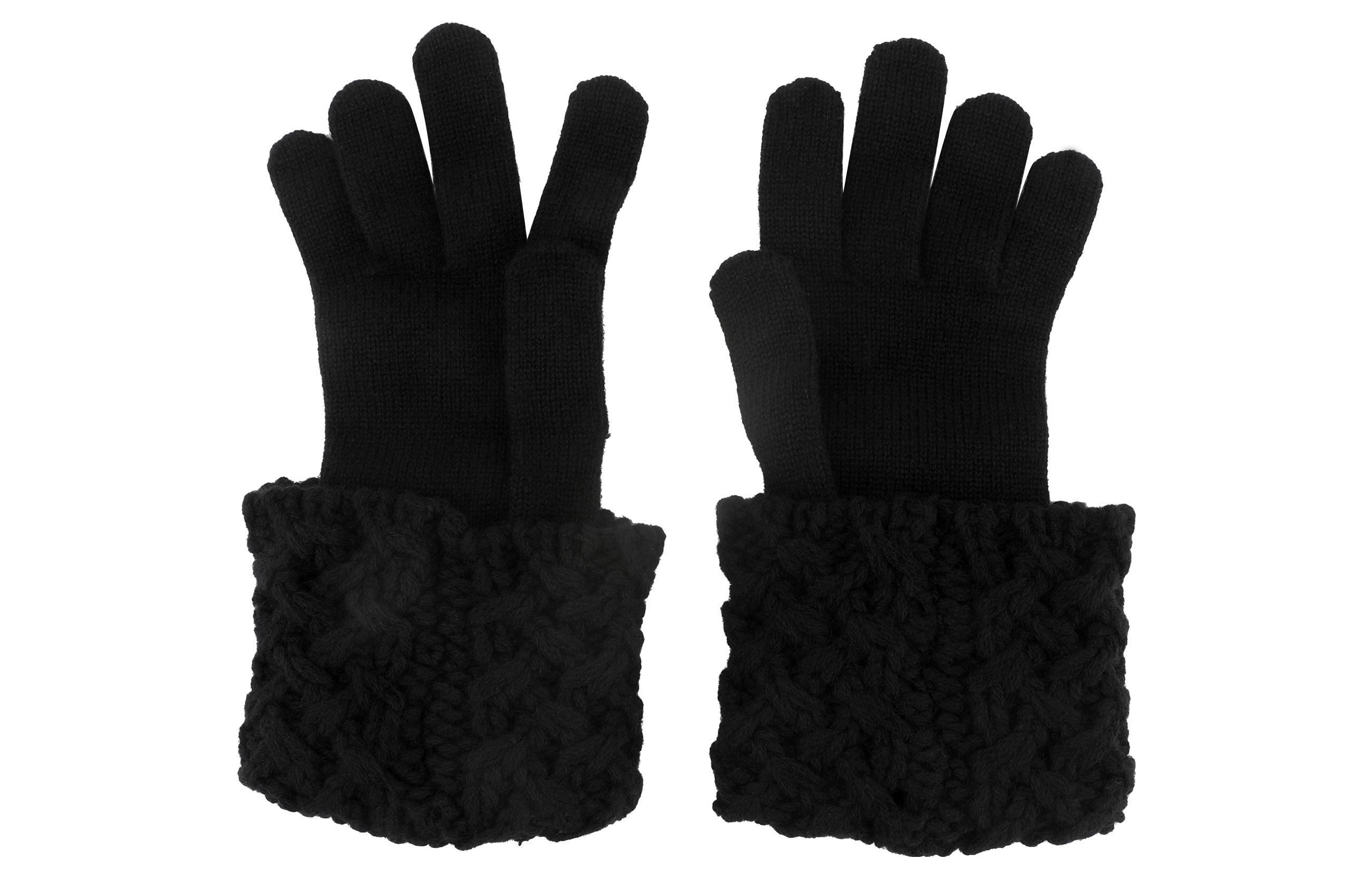 CHANEL Logo Cashmere Knit Gloves Unisex Black AA7874-B06748-94305 圖 3