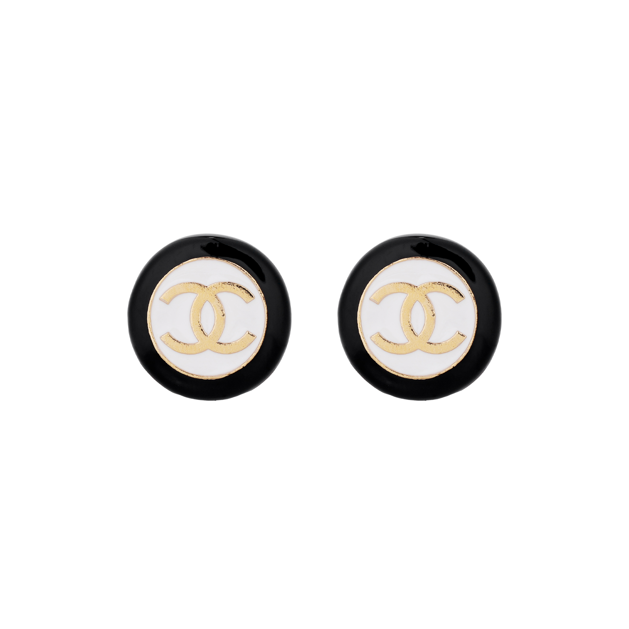 CHANEL Logo Design Black Stud Earrings Unisex Couple Style. ABC997-B16125-NW385