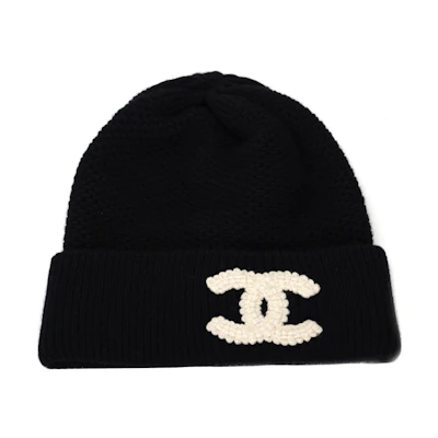 CHANEL Logo Design Black Wool Beanie - Unisex Couples Style. AAA398-B17806-94305
