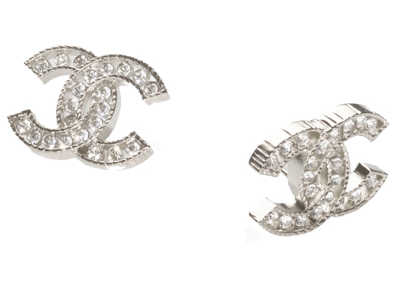 Chanel Logo Earrings Silver/Crystal