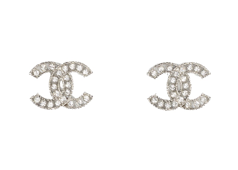 Chanel Logo Earrings Silver/Crystal 圖 2