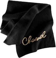CHANEL Logo Embroidered Black Knit Scarf Unisex Couples Style AA8312-B08454-94305 CHANEL Logo Embroidered Black Knit Scarf Unisex Couples Style AA8312-B08454-94305
