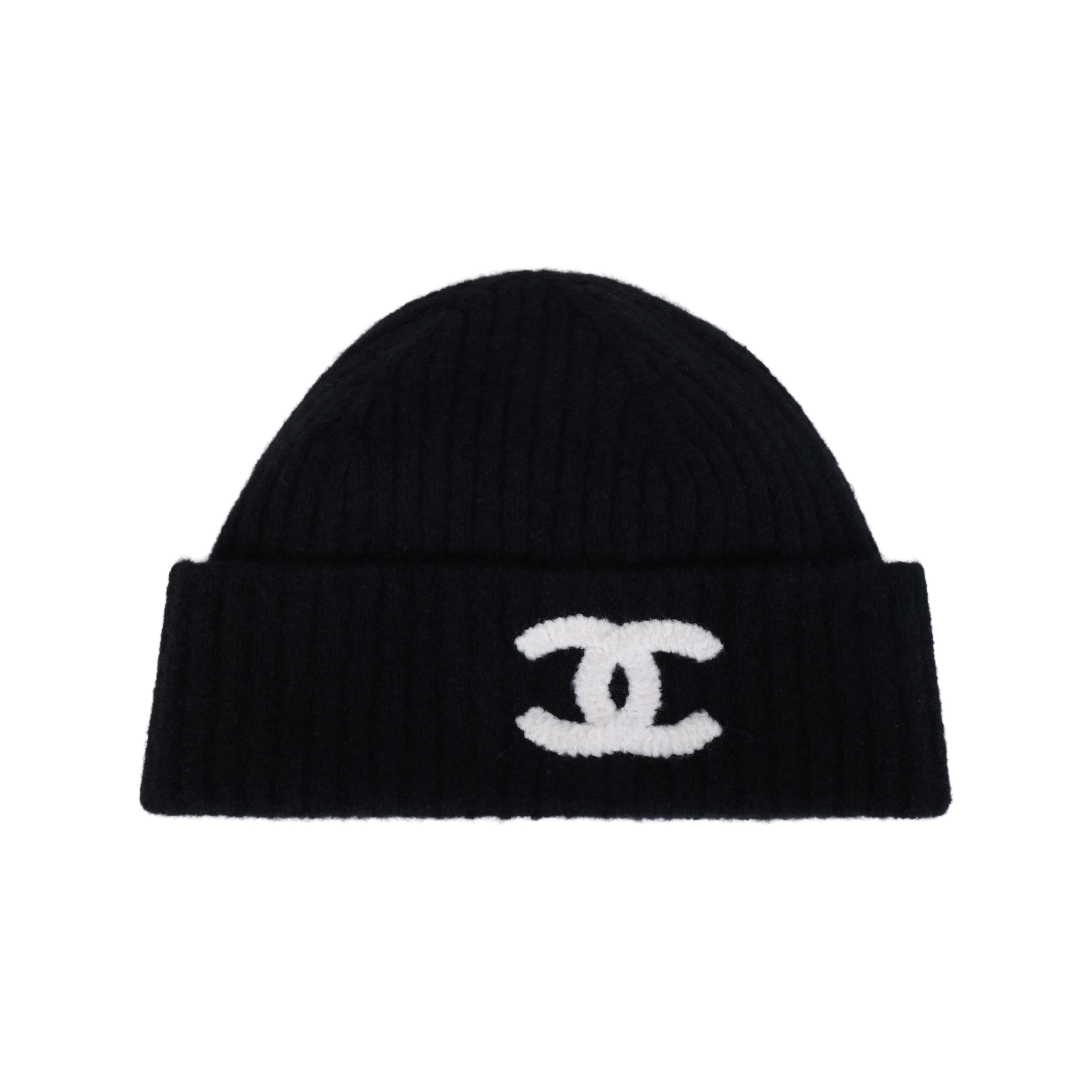 CHANEL Logo Embroidered Knit Beanie - Unisex Black AAA590B1853194305