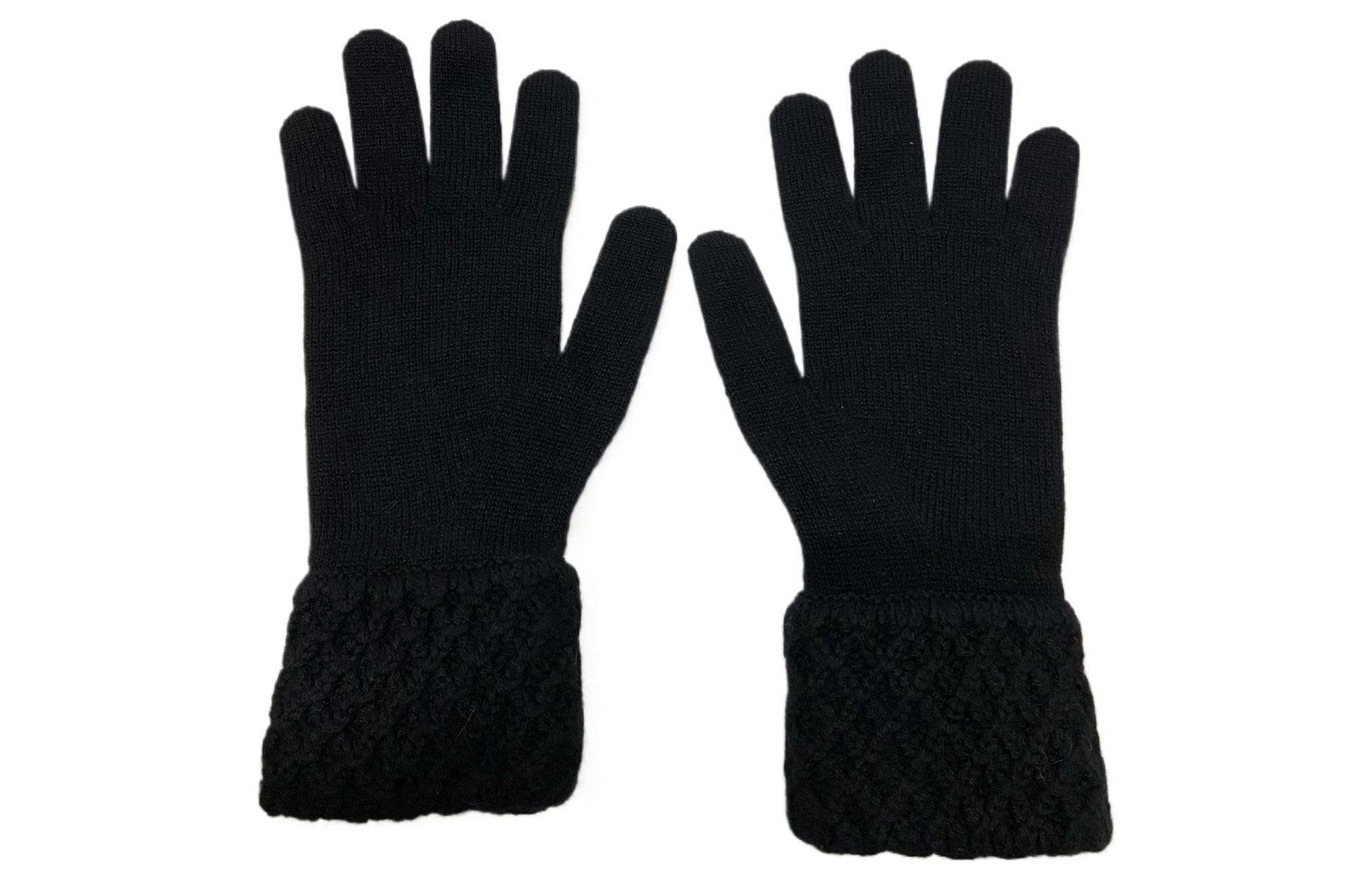 CHANEL Logo Embroidered Knit Gloves Unisex Couples Style - Black AA9339B1372194305 圖 3