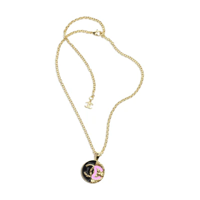 CHANEL Logo Gold Metal Necklace Unisex Couple Design. ABC479B15385NU488
