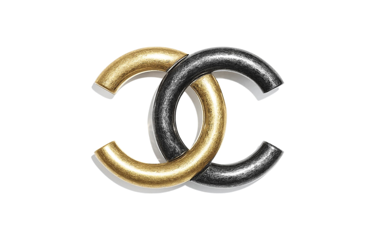 CHANEL Logo Metal Brooch Pin AB5828-B05073-NB448