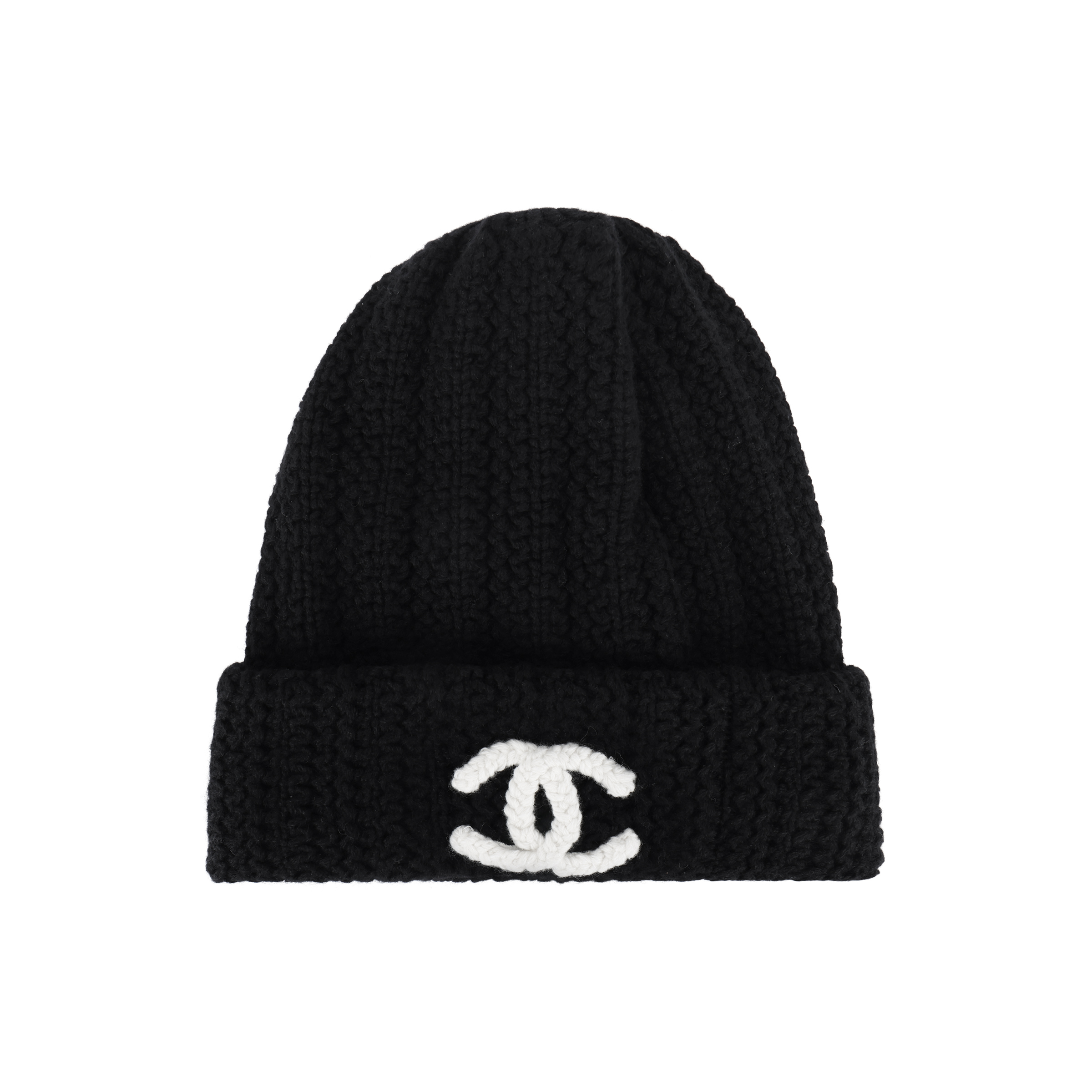 CHANEL Logo Wool Knit Beanie Unisex Black - Couples Style AA9341-B13722-94305