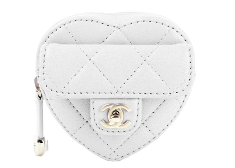 Chanel Matelasse Heart Arm Leather Coin Purse White (AP2786-B08163-10601)