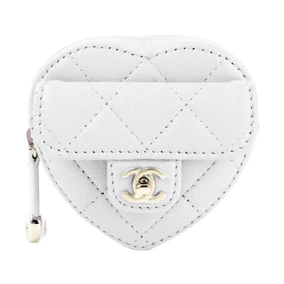 Chanel Matelasse Heart Arm Leather Coin Purse White (AP2786-B08163-10601)