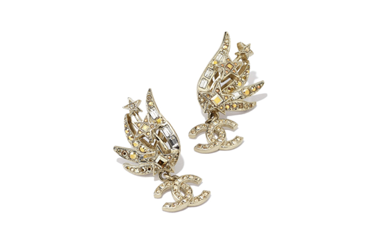 CHANEL Metal & Brass Gold Crystal Earrings AB6198-B05633-NC452 圖 3