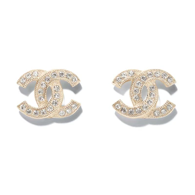 Chanel Metal & Diamantés Earrings Silver/Gold