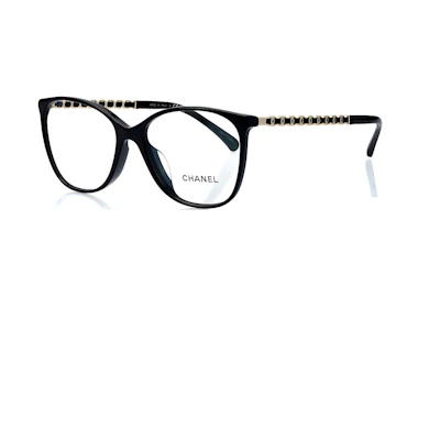 CHANEL Metal Chain Black Rectangular Optical Glasses Unisex Eyewear CH3408QA-C622