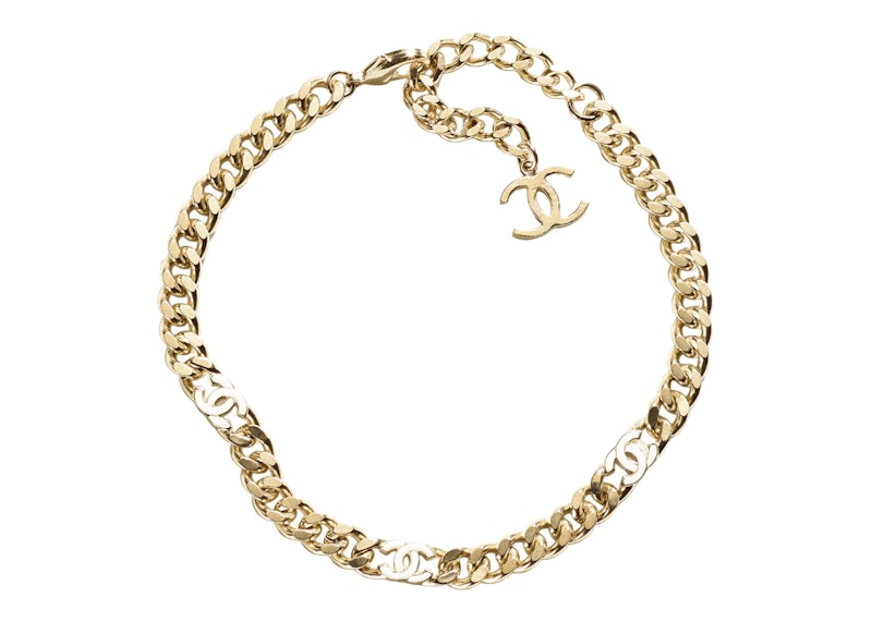 Chanel Metal Choker Necklace Gold/White
