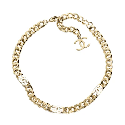 Chanel Metal Choker Necklace Gold/White