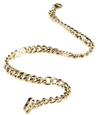Chanel Kalung Choker Logam Emas/Putih Order Chanel Kalung Choker Logam Emas/Putih