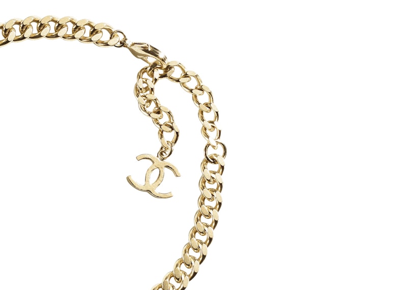 Chanel Metal Choker Necklace Gold/White 圖 3
