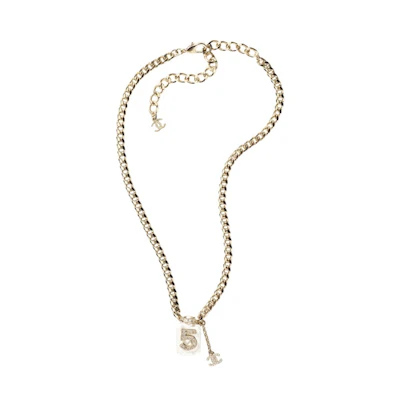Chanel Metal/Diamantes Necklace Gold/Pearly White/Crystal