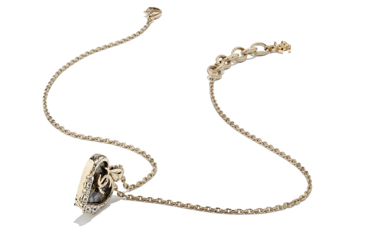 CHANEL Metal Resin Rhinestone Crystal Quilt Necklace Unisex Couple's Gold/Silver/Grey AB6622-B06192-ND235 圖 4