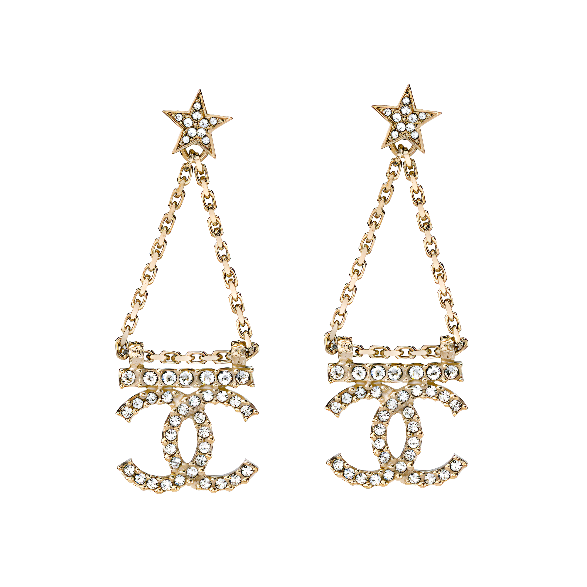 CHANEL Metal Star Earrings with Crystals Spring Summer Collection. AB8068-B07810-NH432