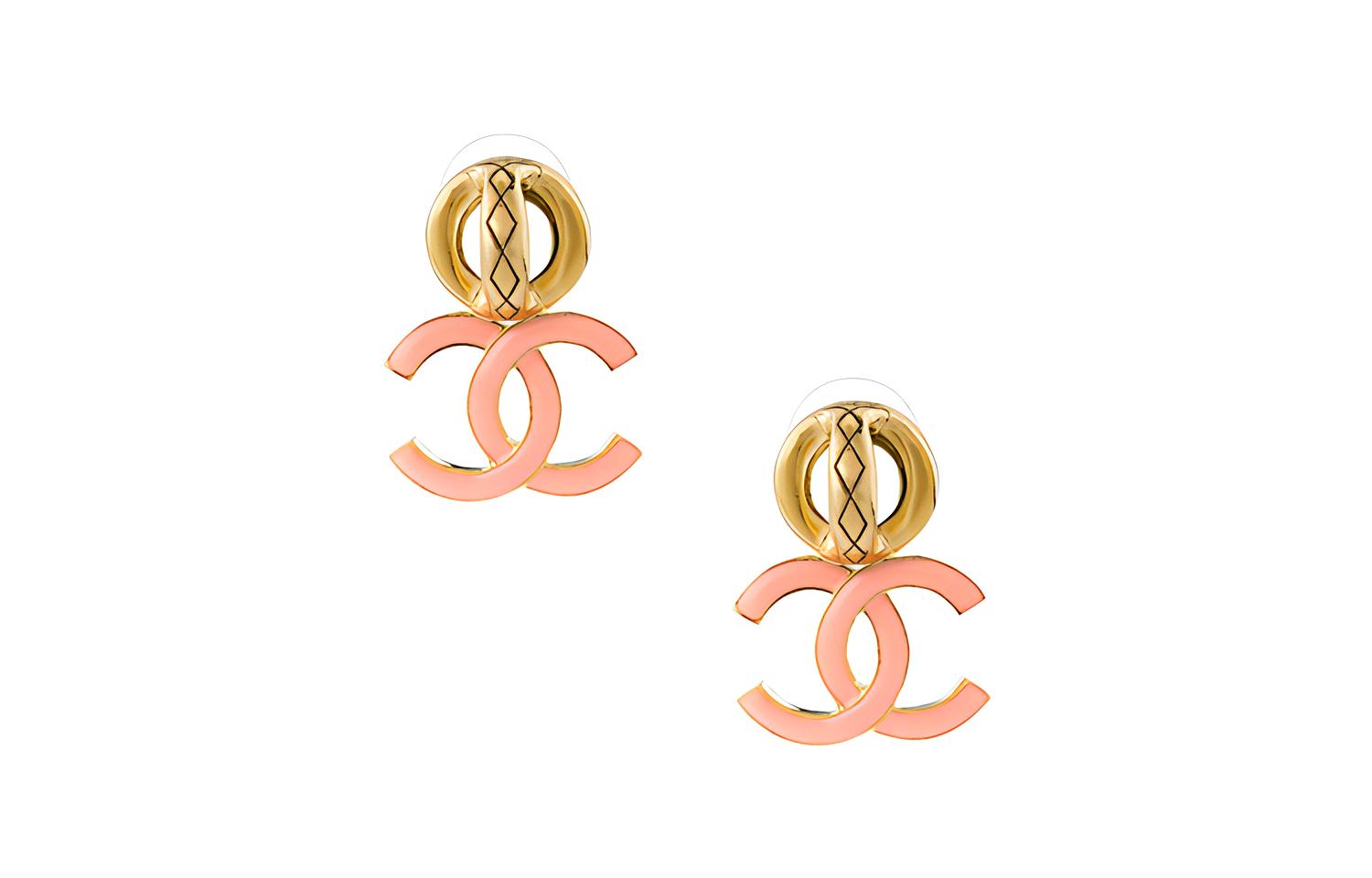 CHANEL Metallic and Resin Earrings Pink AB8369-B08186-NI523