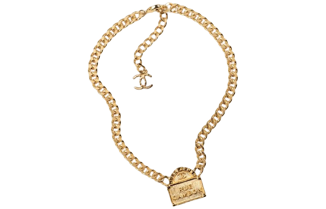 CHANEL Metallic Brass Necklace Gold AB8651-B08481-NI873