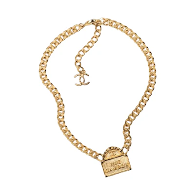 CHANEL Metallic Brass Necklace Gold AB8651-B08481-NI873